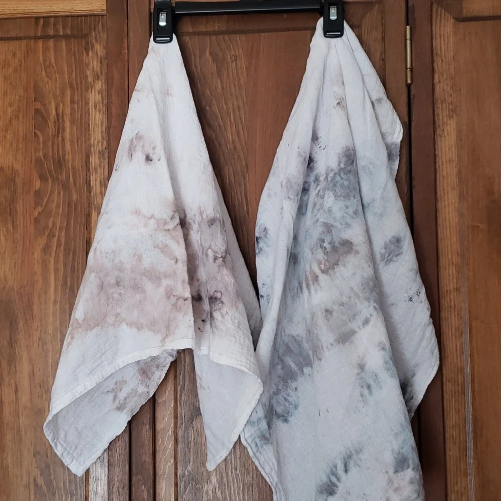 Ice Dyed Kitchen Dish Tea Towels Set of 2